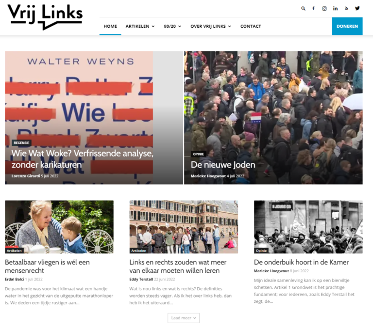 Vrij Links lanceert online platform Vrij Links lanceert online platform